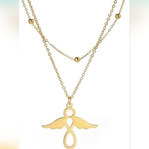 NEW STAINLESS STEEL GUARDIAN ANGLE NECKLACE